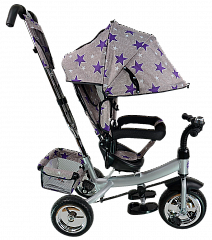 Велосипед детский трехколёсный  TSTX6588 
 - Цвет серый с фиолетовыми звездами - Картинка #1